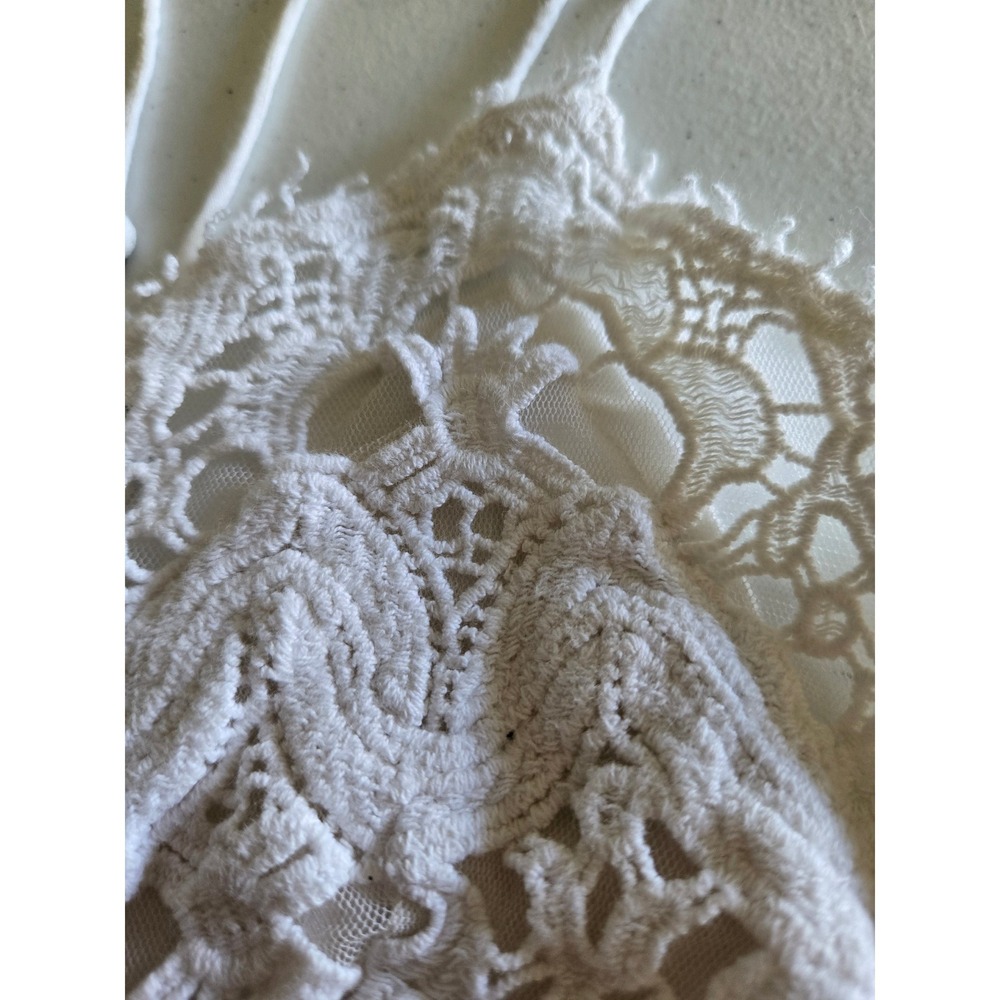 Free People M FP One White Lace Bralette Smocked Back Adjustable Straps Crop Top - Picture 3 of 6